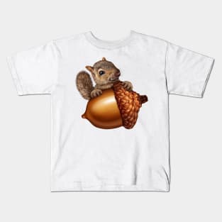 Funny Squirrel Holding An Acorn Kids T-Shirt